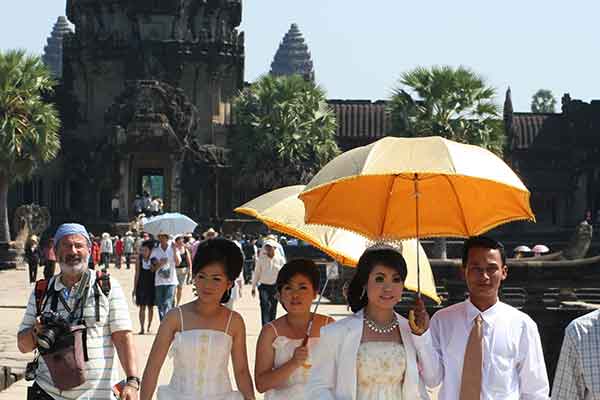 Momentous occasion: the Angkor Wat temple is popular for weddings.